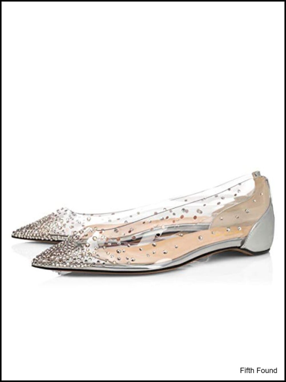 Rhinestones Studded Ballet Flats Mesh Rivets Pointed Toe Slip On Dressy Shoes